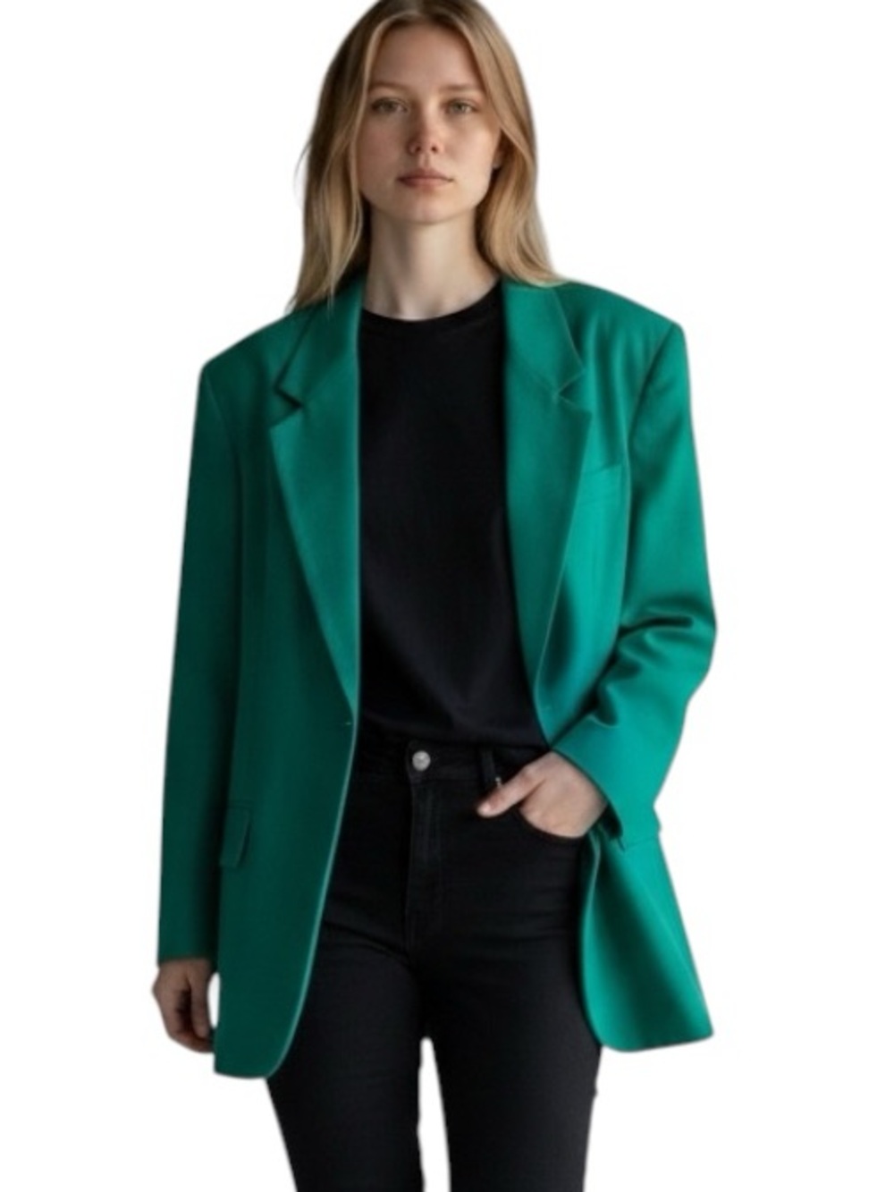 Oleg Cassini Vintage Single Breasted Teal Green Blazer Linen Feel 10 M